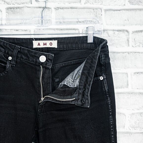 AMO Denim Women's Stix Crop Jeans in Washed Black Size 28 - Picture 2 of 10